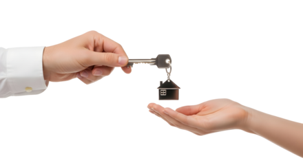 Home Key Transfer Ownership Real Estate Sale Mortgage House Keychain Concept