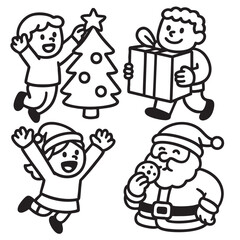 Children Christmas tree present Santa Claus joyful festive holiday cookie