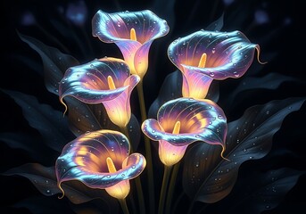 Ethereal Calla Lilies - A Symphony of Light and Color.