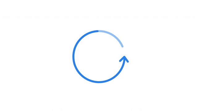 Rotating blue circular arrow loading animation. Refresh, reload, synchronization. Animated throbber on transparent background. UI design element 4K video for upload. Progress indicator, buffering