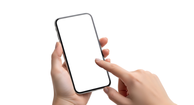 Mobile Phone Mockup Template Finger Touch Screen Hand Smartphone Device