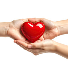 Obraz premium Hands cupping a bright red heart, symbolizing love, care, and support