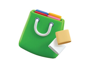 Shopping bag with cloth icon 3d render concept with discount flash sale shopping bag icon vector illustration