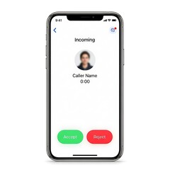Incoming Call Interface on Smartphone with Accept and Reject Buttons.