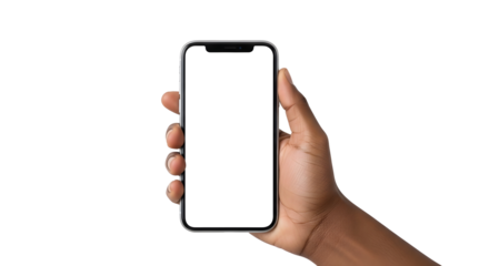 Mobile Cell Phone in Hand Mockup Smartphone Device App Technology
