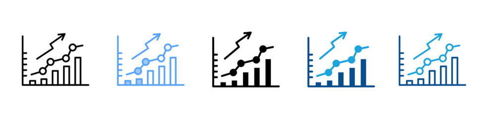 Line Graph icon sheet multiple style collection