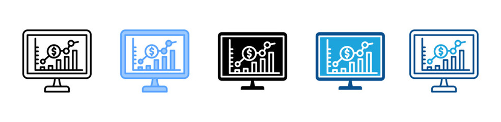 Market Analysis icon sheet multiple style collection