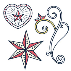 Obraz premium Charming tattooinspired design with heart, star, ring, and flourish