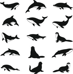 Fototapeta premium Vector art of sea animals design set