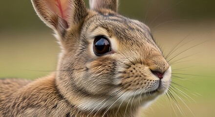 Close-up of a Wild Rabbits Face in Natural Habitat.