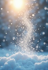 Naklejka premium Delicate Snow Flurries Descending Lightly Through Air Billowing Instantly Creating Frosty Enchantment