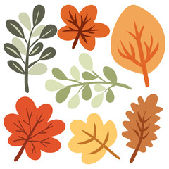 vector illustration set of autumn leaves