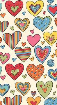 Colorful Hearts Pattern - A Celebration of Love and Joy.