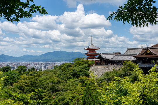 Kiyomizu-dera Temple with City View in Kyoto, Japan