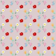 Soft Garden Floral Seamless Pattern Set