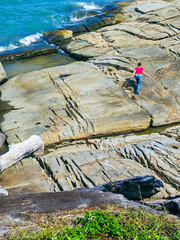 Beautiful beach and rocky scenery at Khao Phlai Dam, Khanom Beach-Southern Sea Islands National Park
