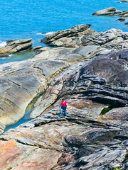 Beautiful beach and rocky scenery at Khao Phlai Dam, Khanom Beach-Southern Sea Islands National Park