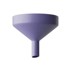 3d light purple funnel isolated on transparent background