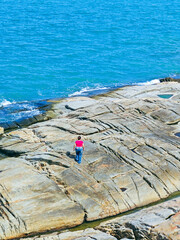 Beautiful beach and rocky scenery at Khao Phlai Dam, Khanom Beach-Southern Sea Islands National Park