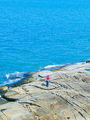 Beautiful beach and rocky scenery at Khao Phlai Dam, Khanom Beach-Southern Sea Islands National Park
