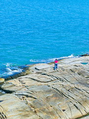 Beautiful beach and rocky scenery at Khao Phlai Dam, Khanom Beach-Southern Sea Islands National Park