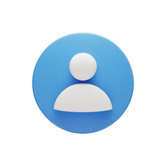 3d profile icon on a blue background on transparent background