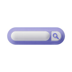3d purple search bar isolated on transparent background