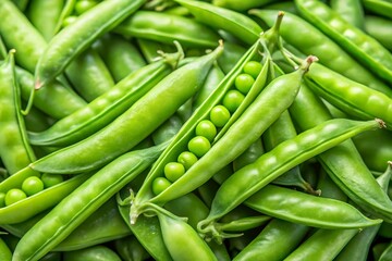 Close up of fresh green peas, healthy and organic food concept