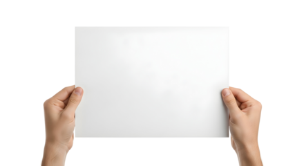 Paper Hands Holding Mockup Empty Sheet Blank Sign Message Presentation Concept