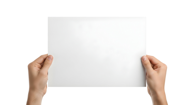Paper Hands Holding Mockup Empty Sheet Blank Sign Message Presentation Concept