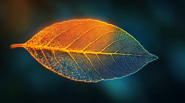 Autumn Leaf Veins - A Colorful Macro View of Natures Intricate Design.