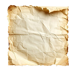 Crumpled, aged paper with burnt edges and intricate folds