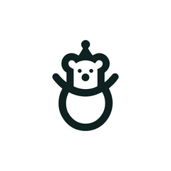Minimalist Bear Cub Emblem with Party Hat Vector © Mamun360