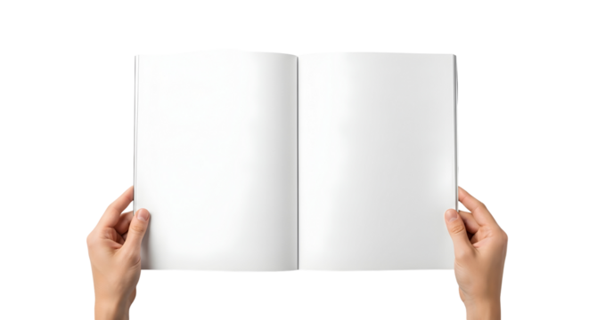 Open Book Pages Hand Held Blank Brochure Mockup Template Display Design Layout