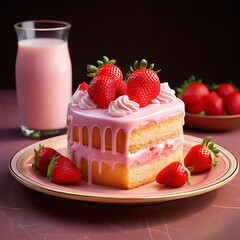 strawberry cake with cream