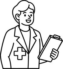 Obraz premium Doctor with clipboard and red cross symbol representing healthcare medical consultation and diagnosis