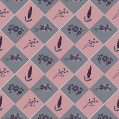 Pastel Patchwork Floral Seamless Pattern Set