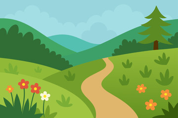 Obraz premium nature trail through lush forest meadows