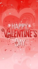 Happy Valentines Day Celebration with Hearts and Festive Design.