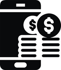 Modern mobile banking application interface with financial icons and currency symbols