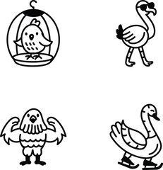 Pack of Birds Sketchy Style Icons 
