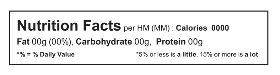 Editable Nutrition Facts Canada Template Linear Simplified Horizontal