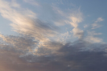 Sky and clouds in the evening. High-quality photo