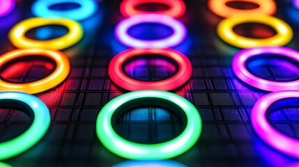 Abstract colorful vector illustration with light bubble circles in a rainbow pattern backdrop