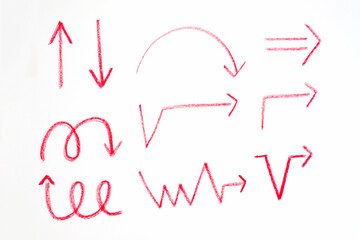 Red Hand-Drawn Arrows on White Background