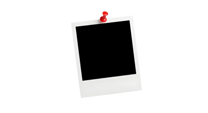 Instant Photo Frame Template Mockup with Push Pin Red Note Bulletin Board