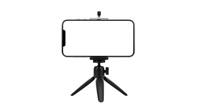 Smartphone Mockup on Tripod Stand Mobile Phone Display Template Blank Screen