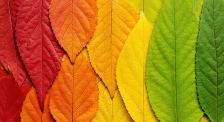 Obraz premium Vibrant Close up Cherry Leaf Autumn Color Gradient Plant