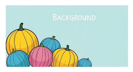 Colorful Pumpkins Background Illustration for Autumn and Halloween.