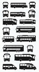 Diverse Bus Silhouettes - A Comprehensive Transportation Vector Set.